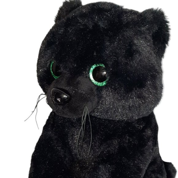 The Bear Factory Onyx The Black Panther Cat Sparkle Eyes Plush Stuffed Toy 12" - Picture 2 of 8